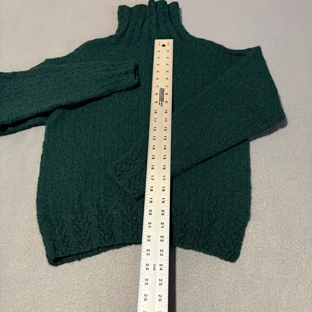 Vintage Tricots St Raphael Turtleneck Sweater Mens M Green Wool Cable Knit